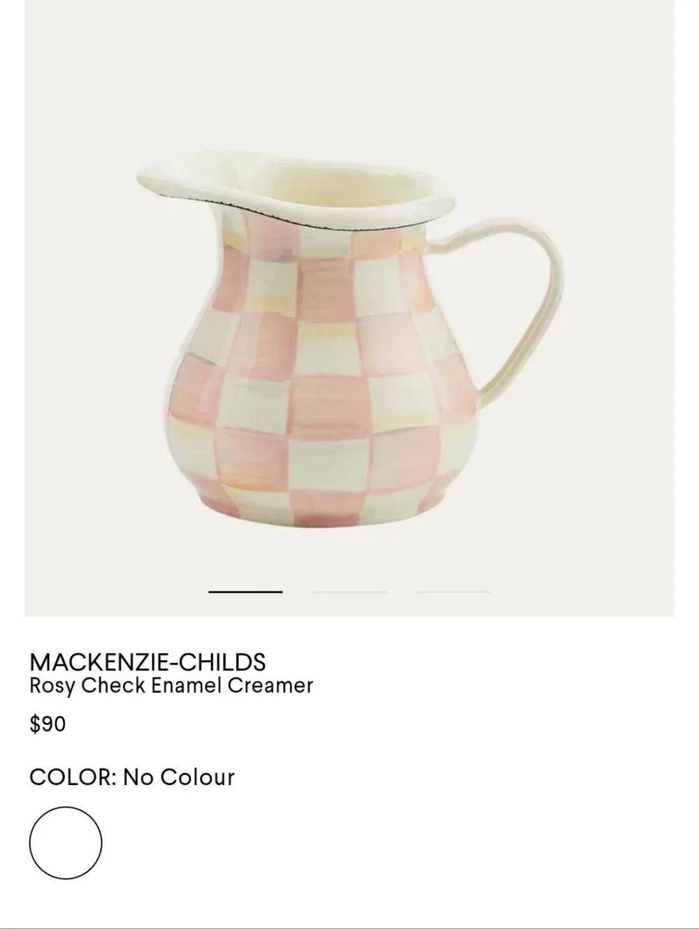Mackenzie-Childs Rosy Check Enamel Creamer